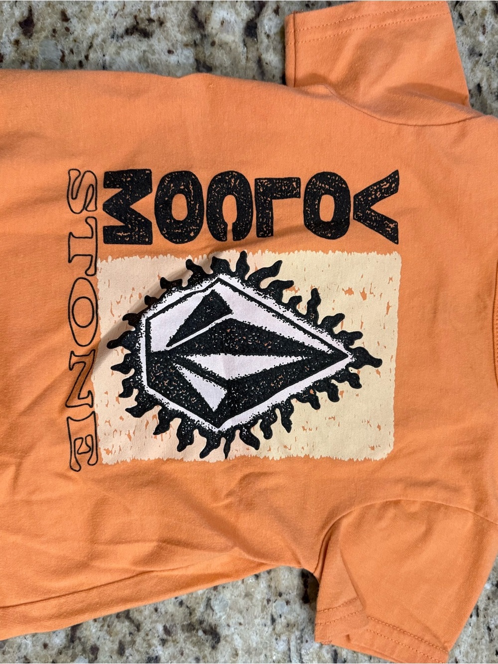 Volcom Kids Orange Short Sleeve Logo Tee with Snap Shoulder - Picture 3 of 3
